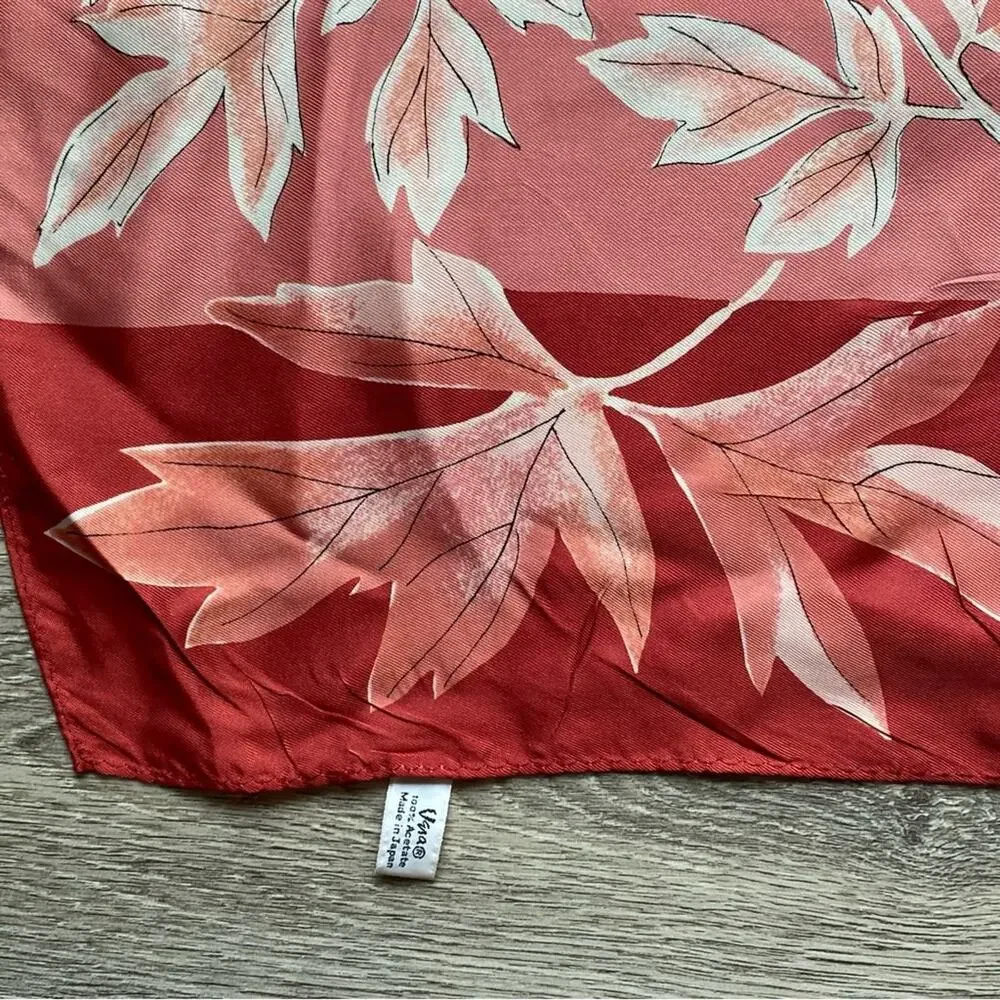 Vera Neumann Vintage Vibrant Floral leaf Print Scarf 22” square Japan